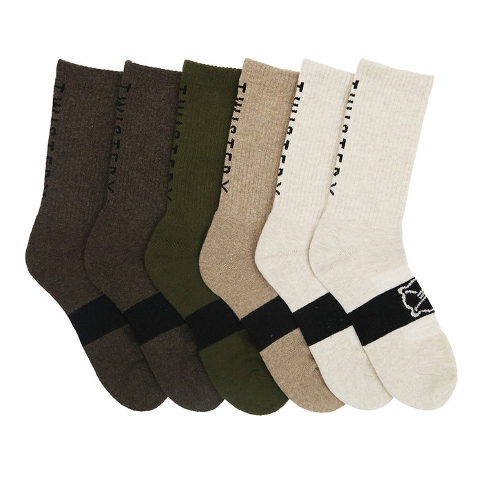 Men's Brown Everyday Half Cushion Crew Sock 6 Pack