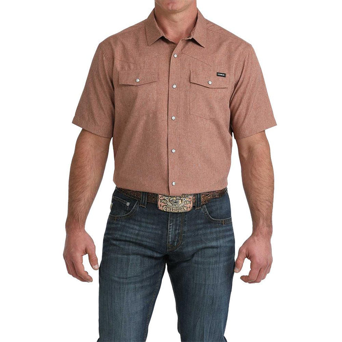 Men's Camp Brown Short Sleeve Snap Shirt