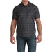 Men's Camp Black Plaid Short Sleeve Snap Shirt