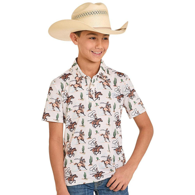 Boy's Natural Rider Print Polo