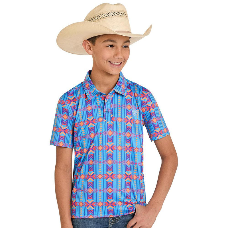 Boy's Sapphire Southwestern Polo