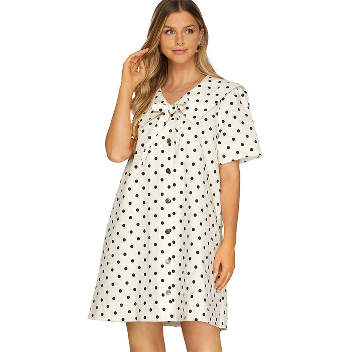 Women's WhiteBlack Polka Dot Dress