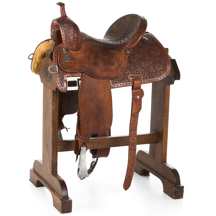 Used 15in Crown C 1/2 Breed Floral Barrel Saddle