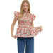 Women's Red Flutter Sleeve Top