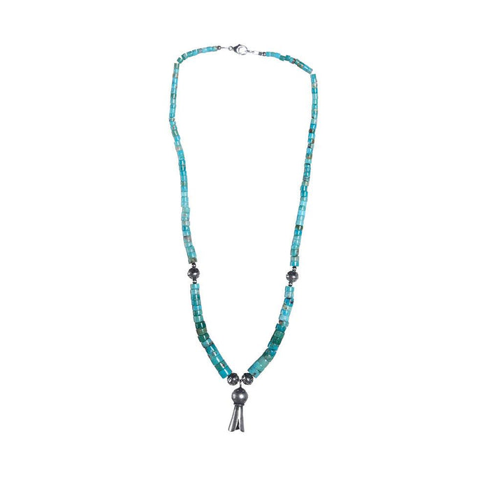 Turquoise & Silver Squash Necklace