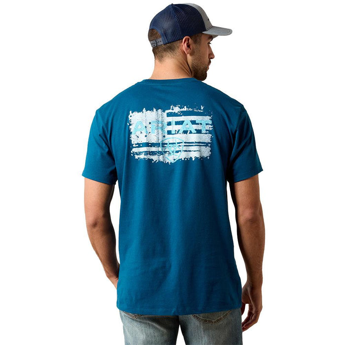 Men's Sailor Blue Liquid Stamp Flag Tee Shirt