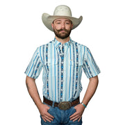 Men's Post Blue Short Sleeve Snap Shirt