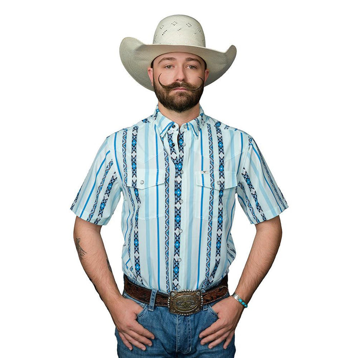 Men's Post Blue Short Sleeve Snap Shirt