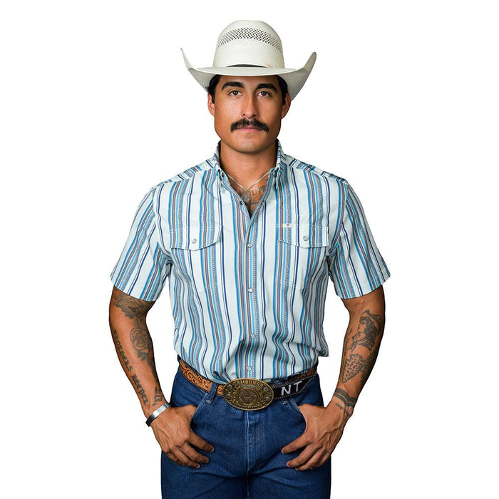 Men's James Light Blue Short Sleeve Snap Shirt