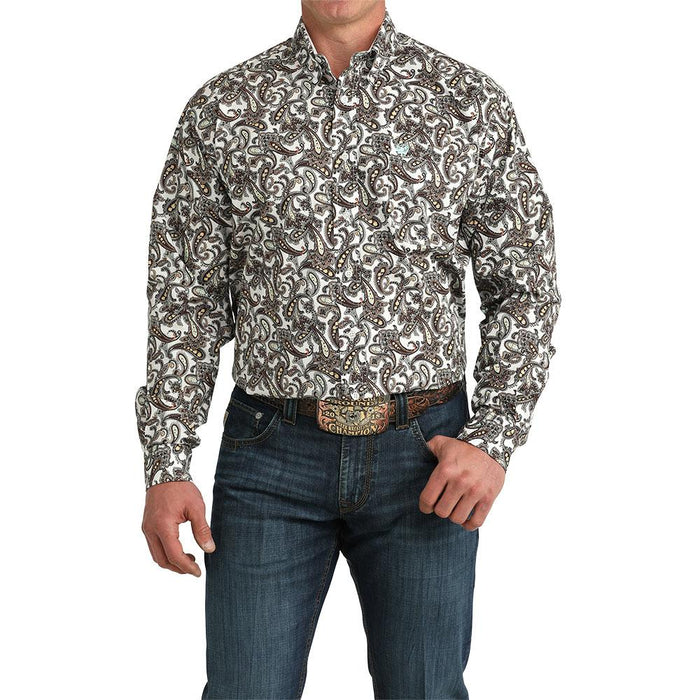 Men's White White Paisley Print Shirt