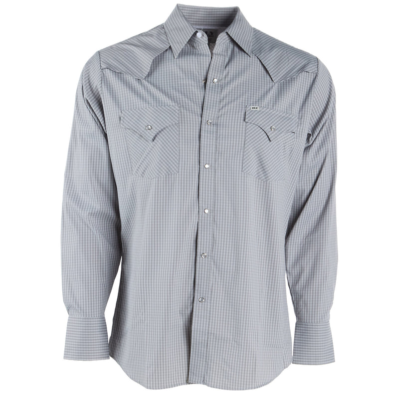 Ely Cattleman Mens Pro Tech Grey Check Long Sleeve Snap Shirt
