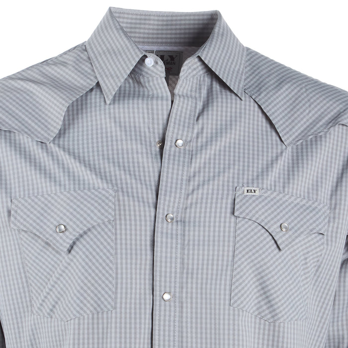 Ely Cattleman Mens Pro Tech Grey Check Long Sleeve Snap Shirt