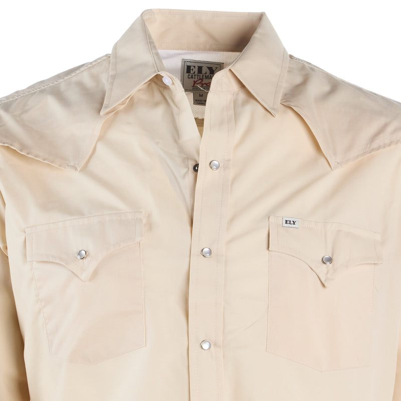 Ely Cattleman Mens Pro Ecru Long Sleeve Shirt