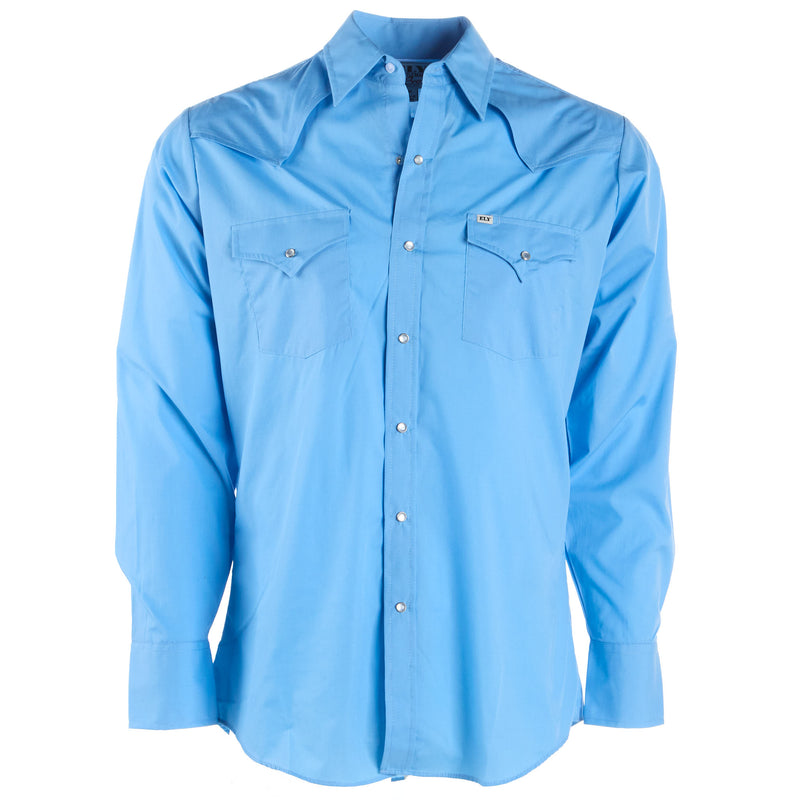 Ely Cattleman Mens Pro Blue Long Sleeve Shirt