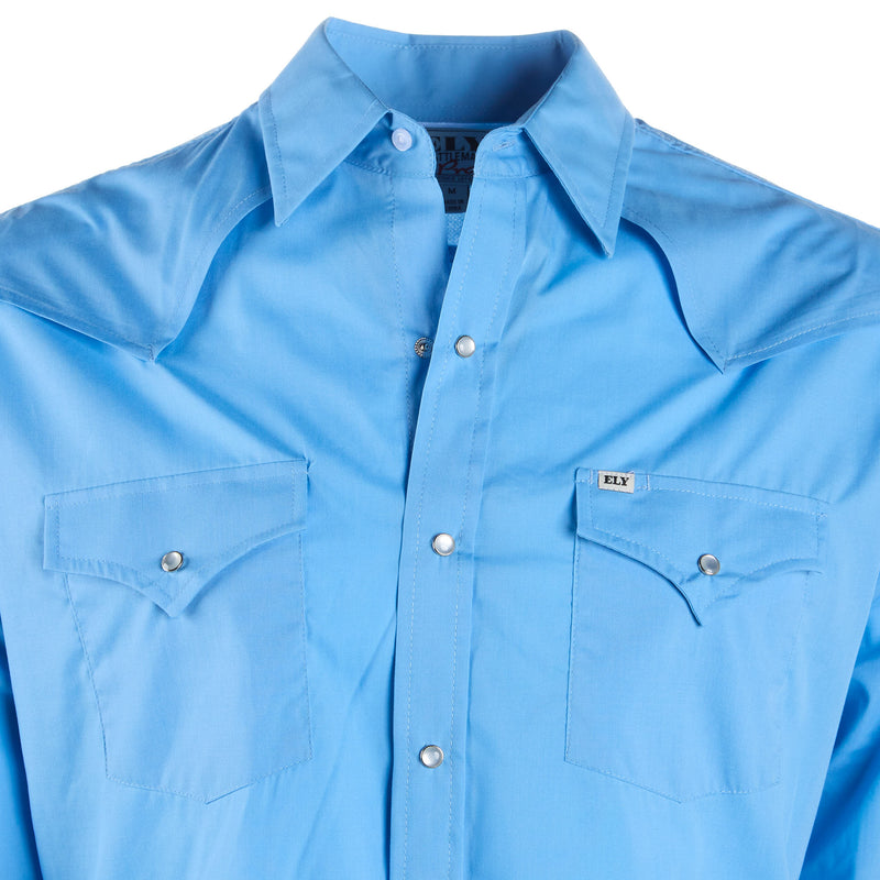 Ely Cattleman Mens Pro Blue Long Sleeve Shirt