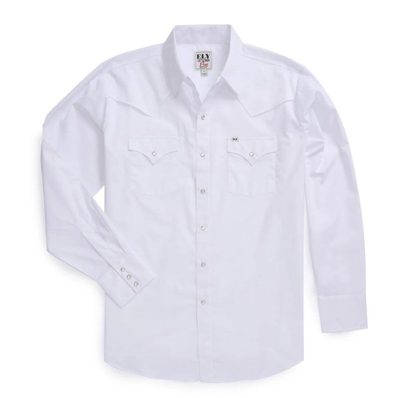 Ely Cattleman Mens Pro White Long Seeve Shirt