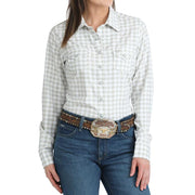Women's White Gingham ArenaFlex Long Sleeve Shirt