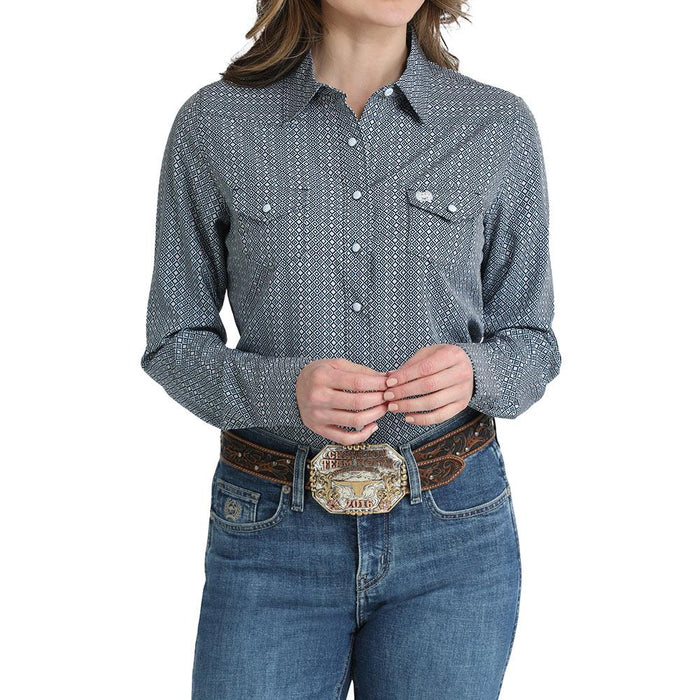Women's Blue Print Vented Shirt