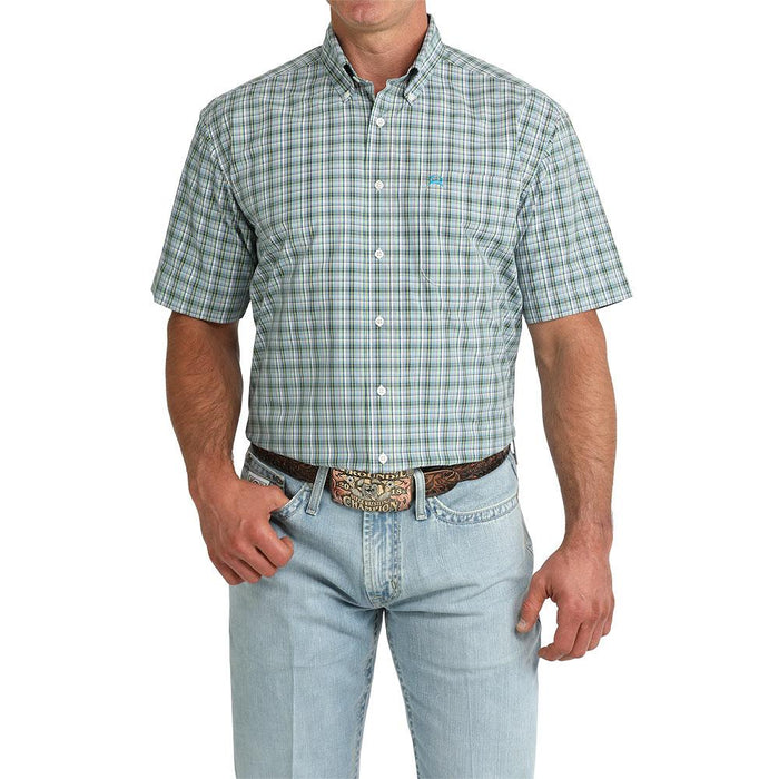 Men's Blue Plaid ArenaFlex Short Sleeve Shirt