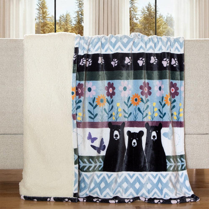 Bear Garden Plush Throw
