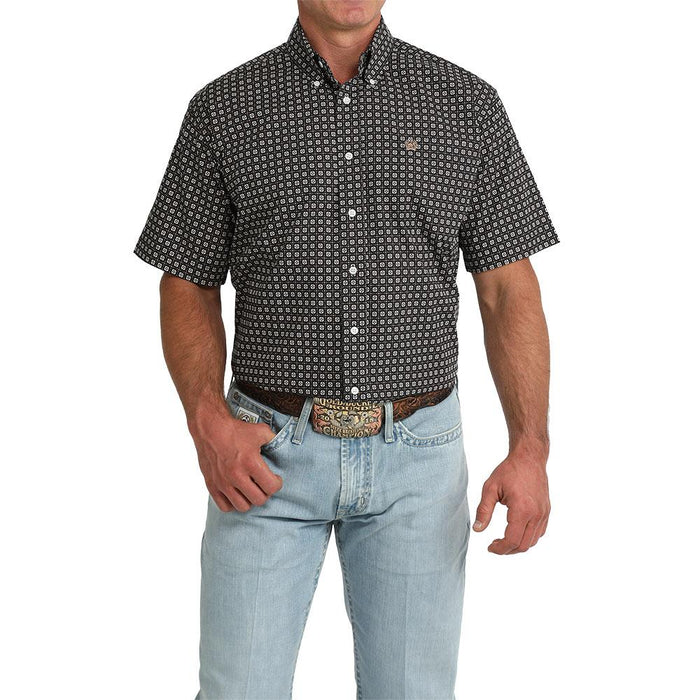 Men's Navy Print Short Sleeve Shirt