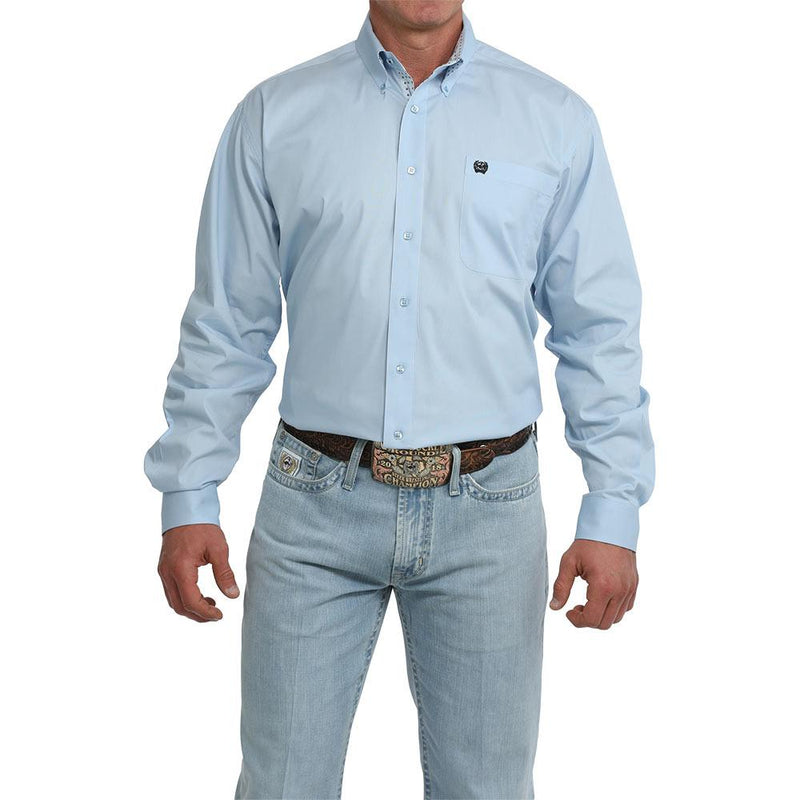 Men's Light Blue Solid Long Sleeve Shirt