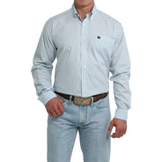 Men's Light Blue Print Long Sleeve Shirt