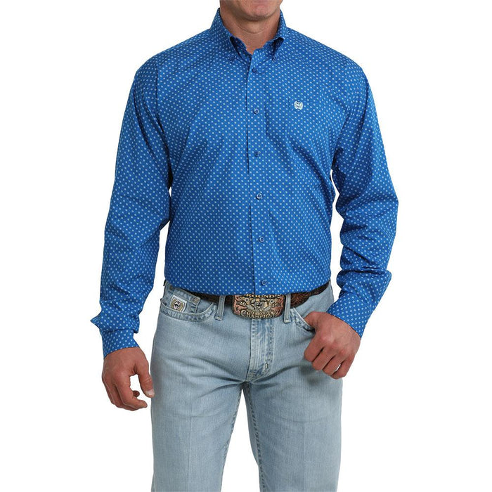 Men's Royal Blue Print Long Sleeve Shirt