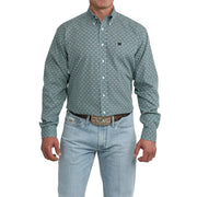 Men's Green Printed Long Sleeve Shirt