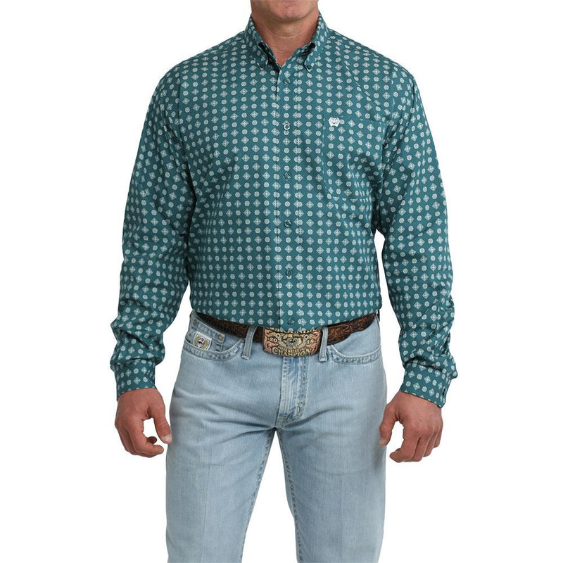 Men's Green Print Long Sleeve Shirt