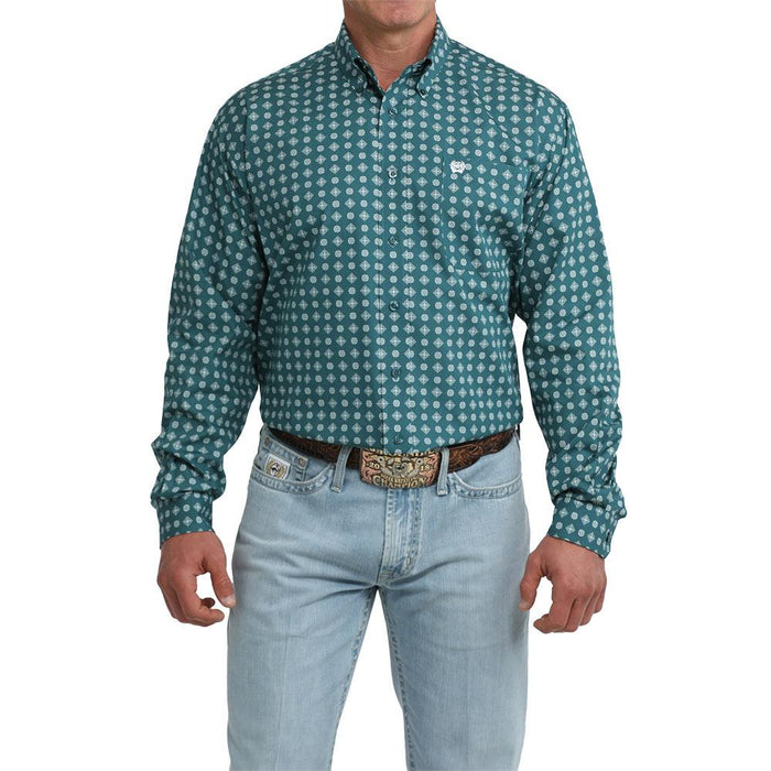 Men's Green Print Long Sleeve Shirt