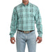 Men's Turquoise Plaid Long Sleeve Shirt