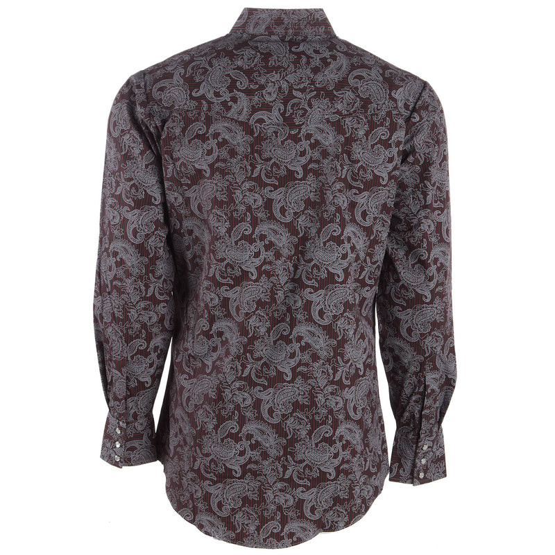 Ely Cattleman Mens Burgundy Paisley Print Shirt