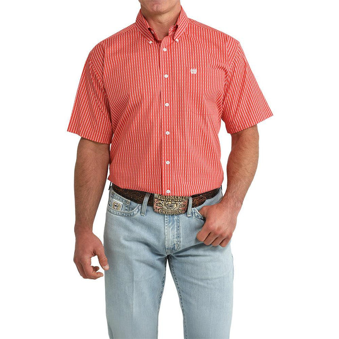 Men's Red Print Short Sleeve Shirt
