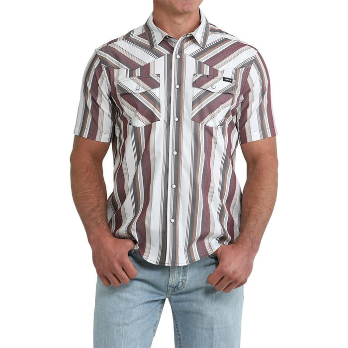Men's White Stripe Camp Shirt