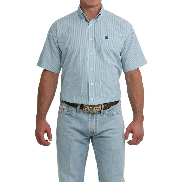 Men's White Plaid Short Sleeve Shirt
