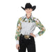 Women's Silver Taffeta with Sheer Floral Sleeves Show Top