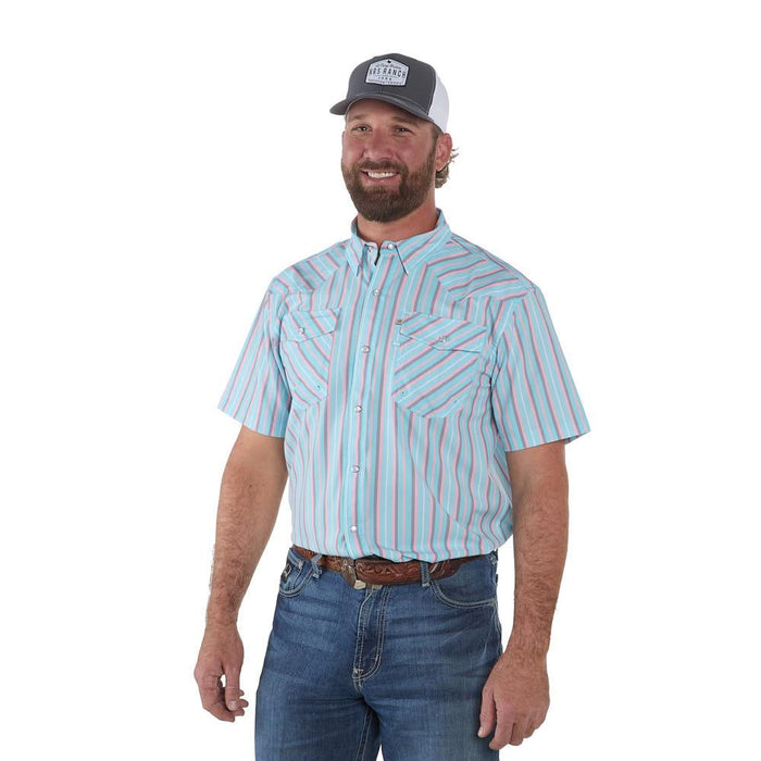 Men's Pastel Striped Short Sleeve Snap Shirt