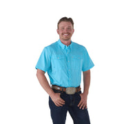 Men's Baby Blue Outdoor Performance Short Sleeve Snap Shirt