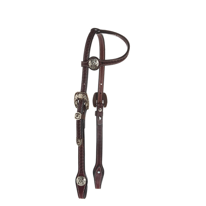 Silver Iron Single Ear Basket Stamp Show Headstall