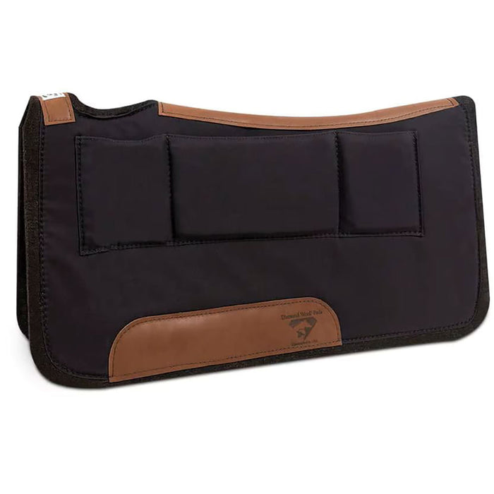 Black Canvas Top 1in Square Contoured Relief Shim Saddle Pad