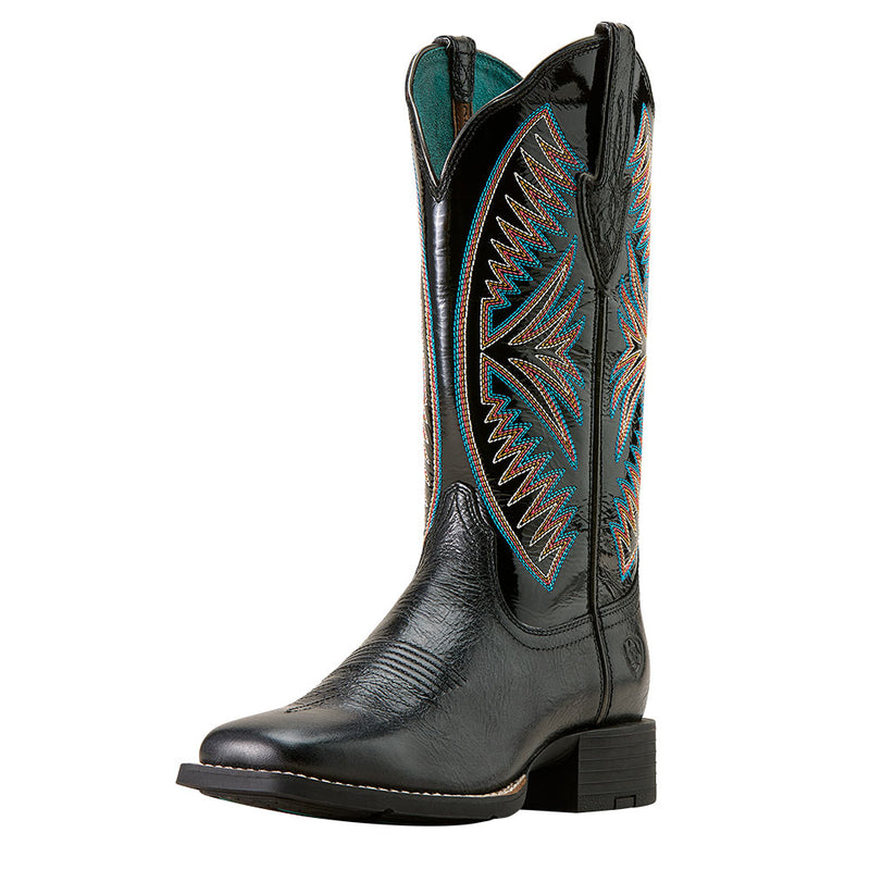Women's Round Up Ruidoso Black Vamp 12in Black Patent Top Boot