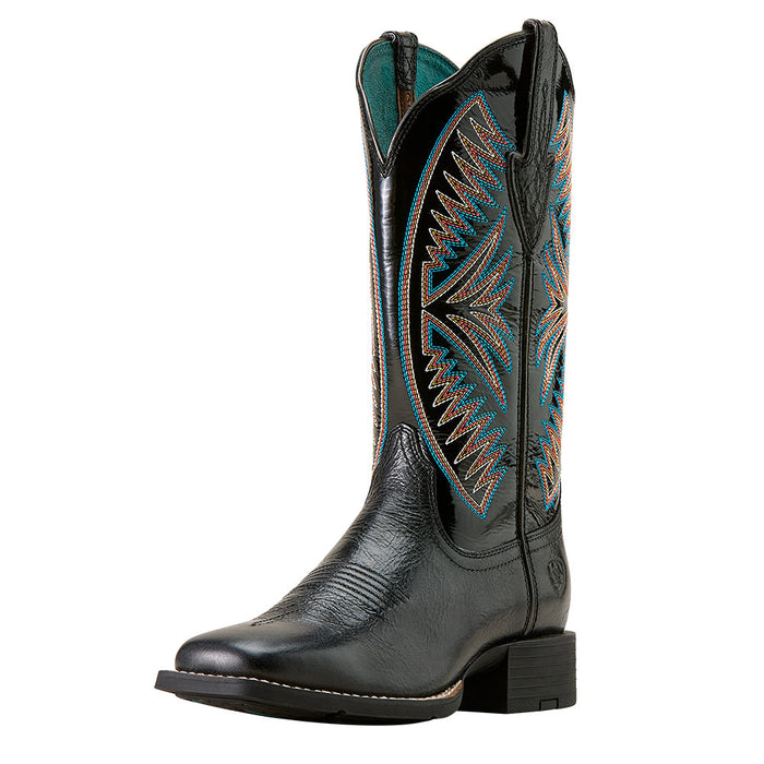 Women's Round Up Ruidoso Black Vamp 12in Black Patent Top Boot