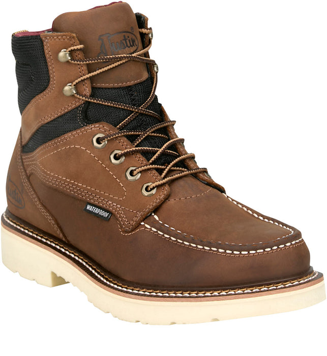 Men's Bristol 6In H20 Brown Soft Round Toe Lace Up Work Boot
