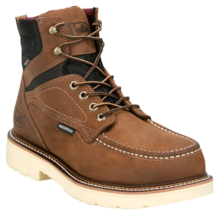 Men's Bristol 6in Waterproof Brown Steel Round Toe Lace Up Work Boot