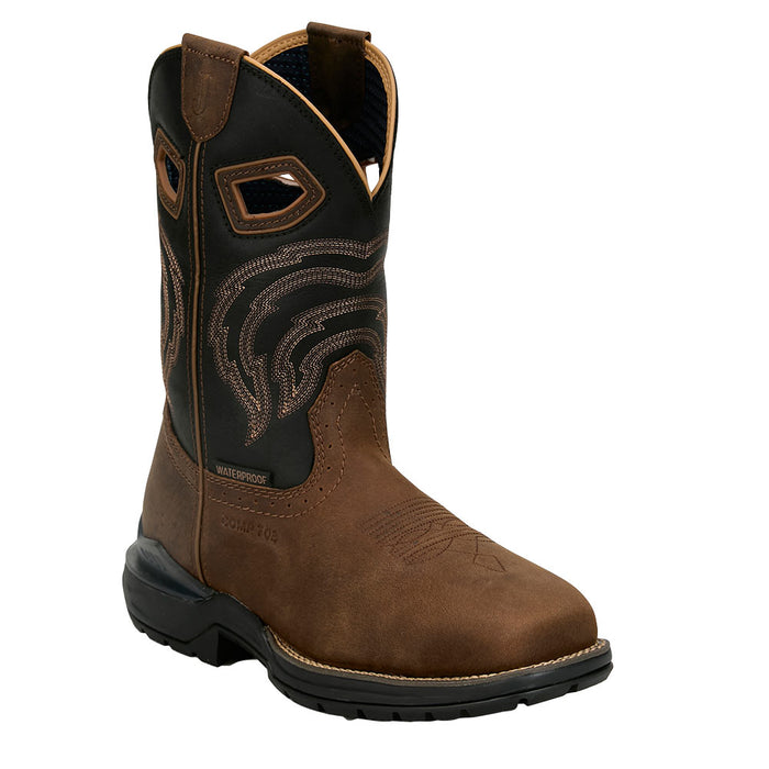 Men's Slickline 11In Waterproof Brown Soft Square Toe Work Boot