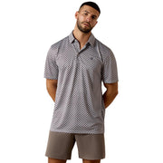 Men's White Geo Print Polo