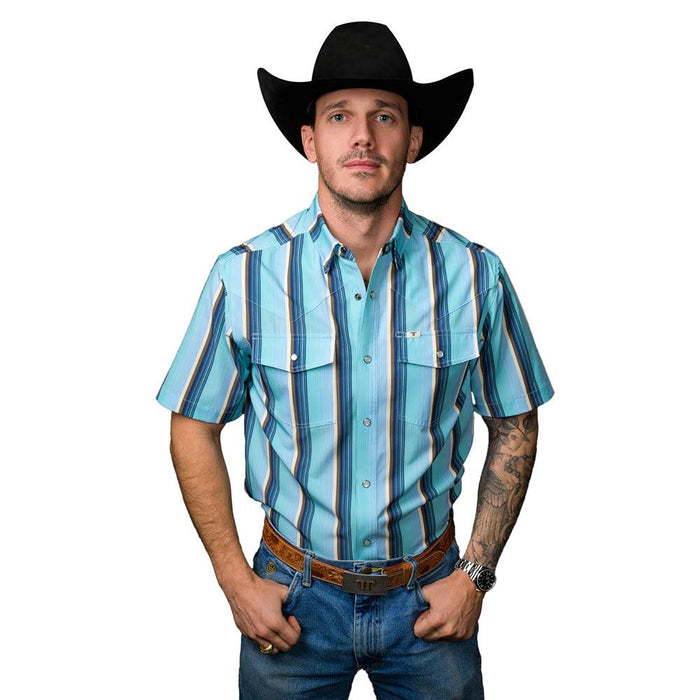 Men's Tristian Blue Short Sleeve Snap Shirt