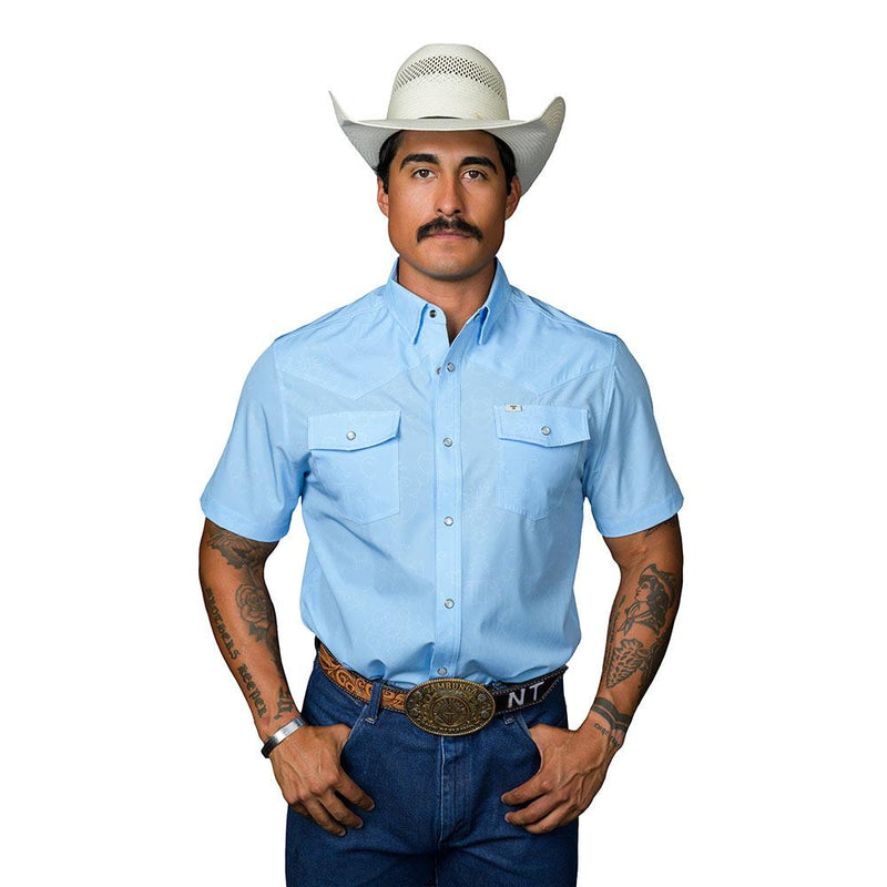 Men's Carson Light Blue Short Sleeve Snap Shirt