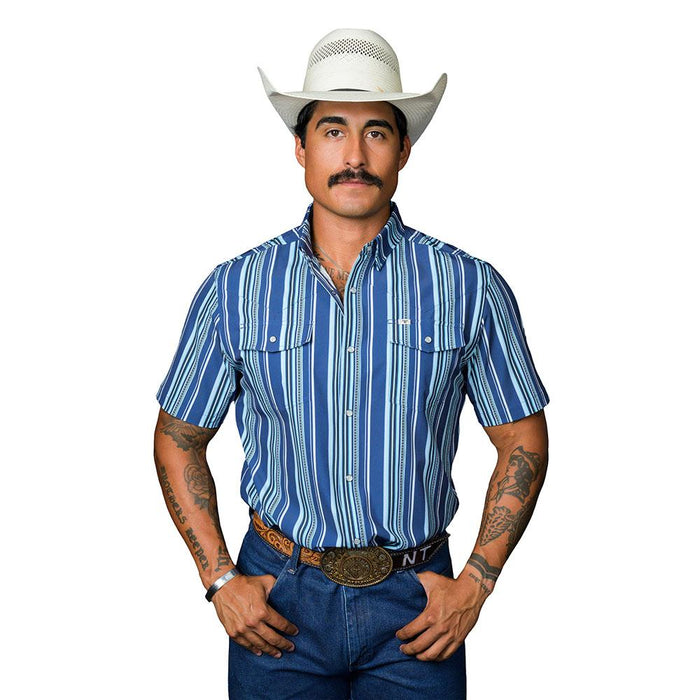 Men's James Blue Short Sleeve Snap Shirt